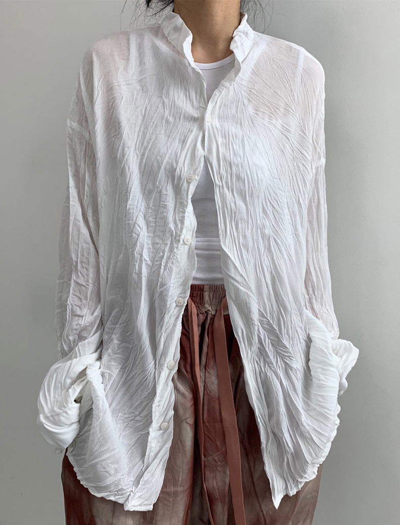 wrinkle henly-neck shirt (white)