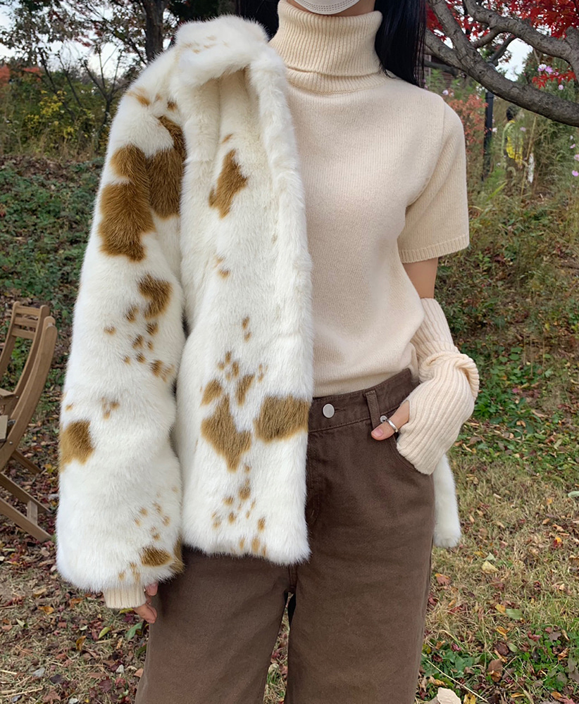 cow fur jacket (2color)