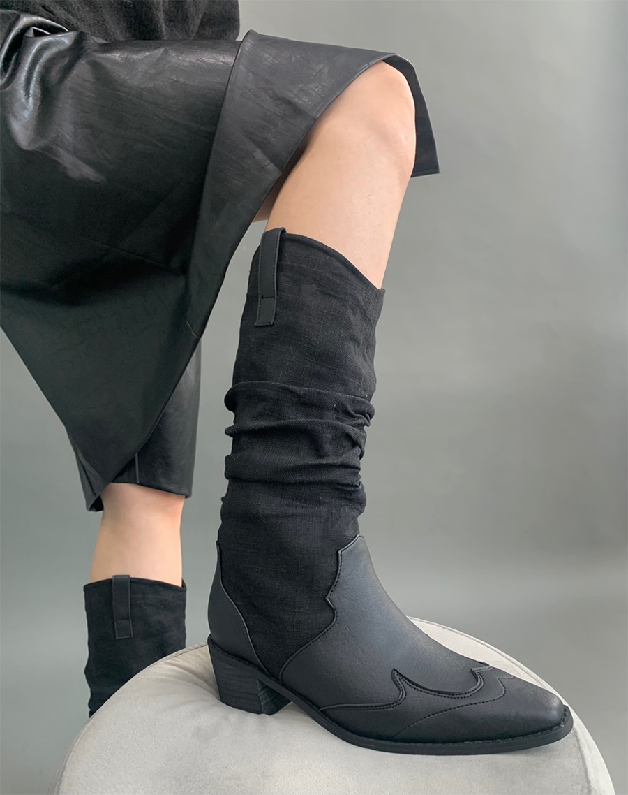 linen western boots (2color)