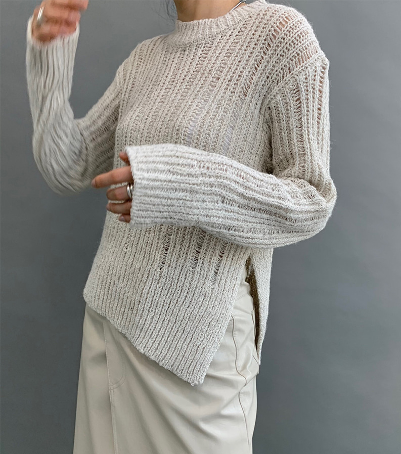 unbalanced slit knit (2color)