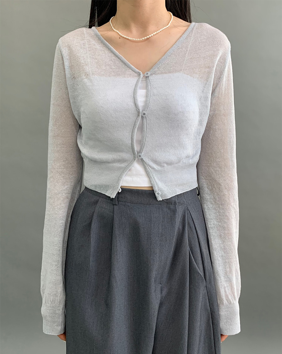 linen crop cardigan (2color)