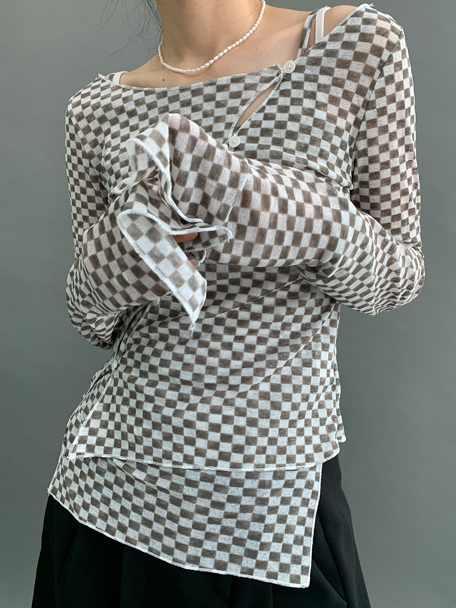 Slash cardigan set - checkerboard (2color)