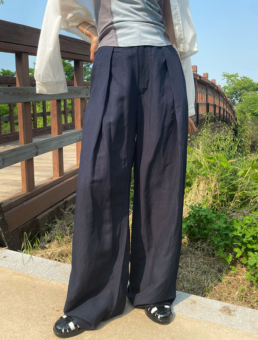 one-tuck linen pants (2color)