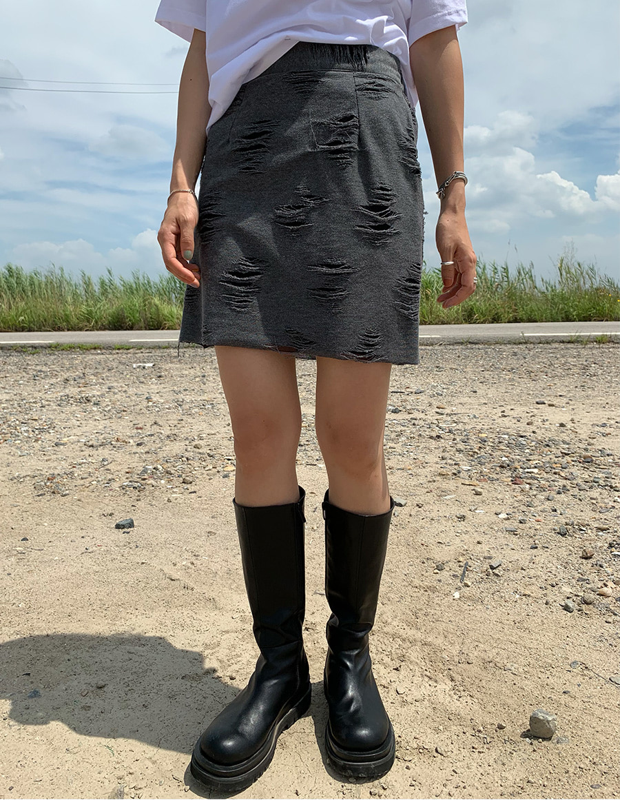Damaged skirt (2color)