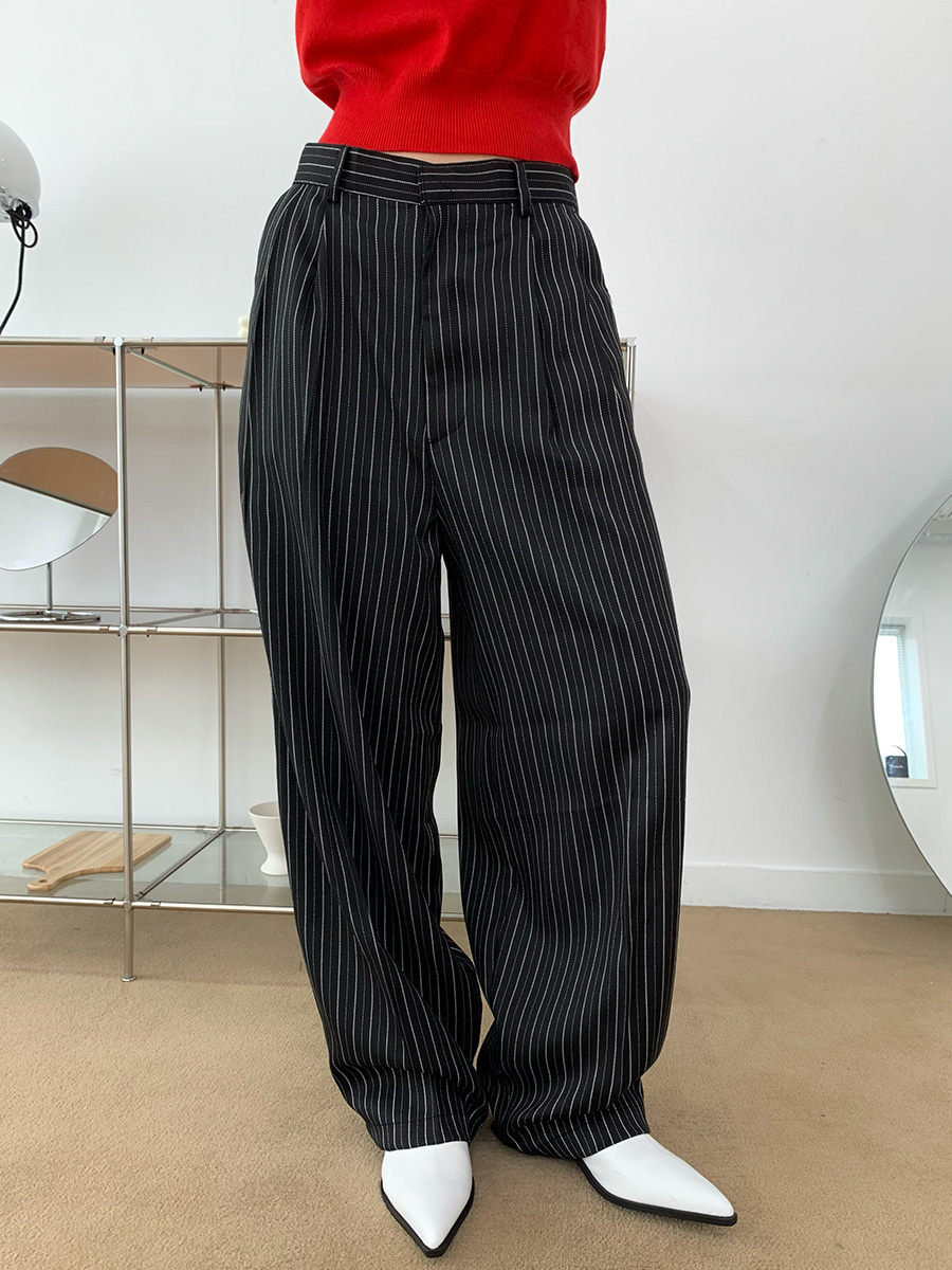Stripe wide slacks (2color)