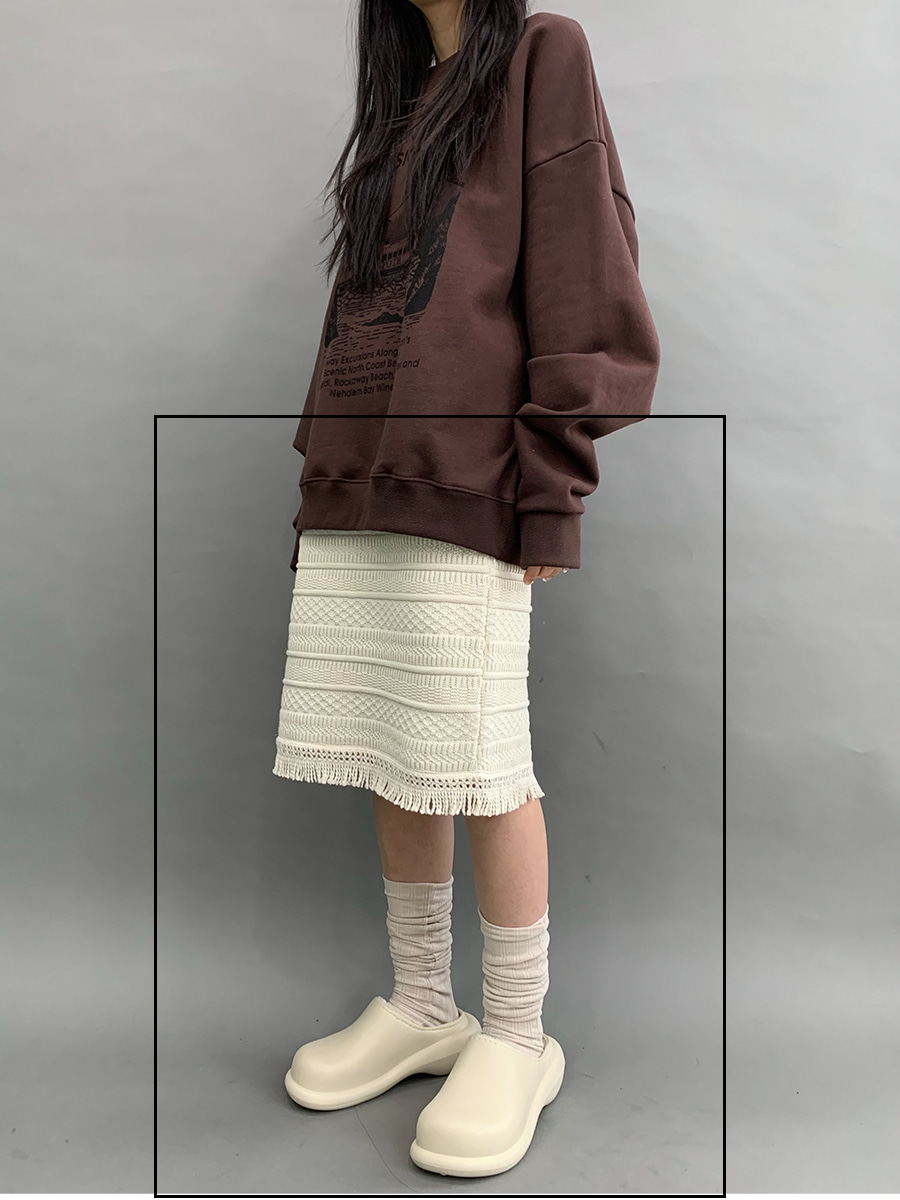 Chip fringe skirt (2color)