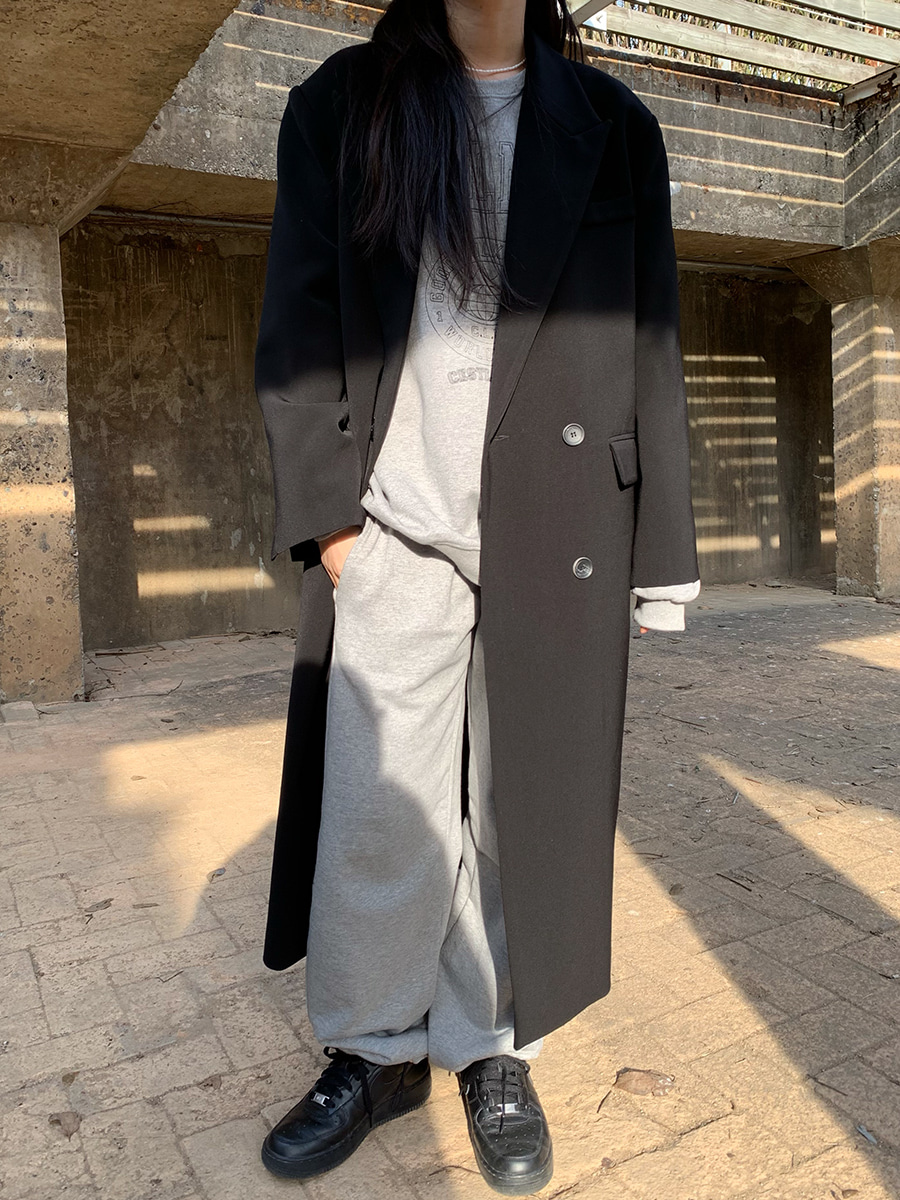 Black double long coat