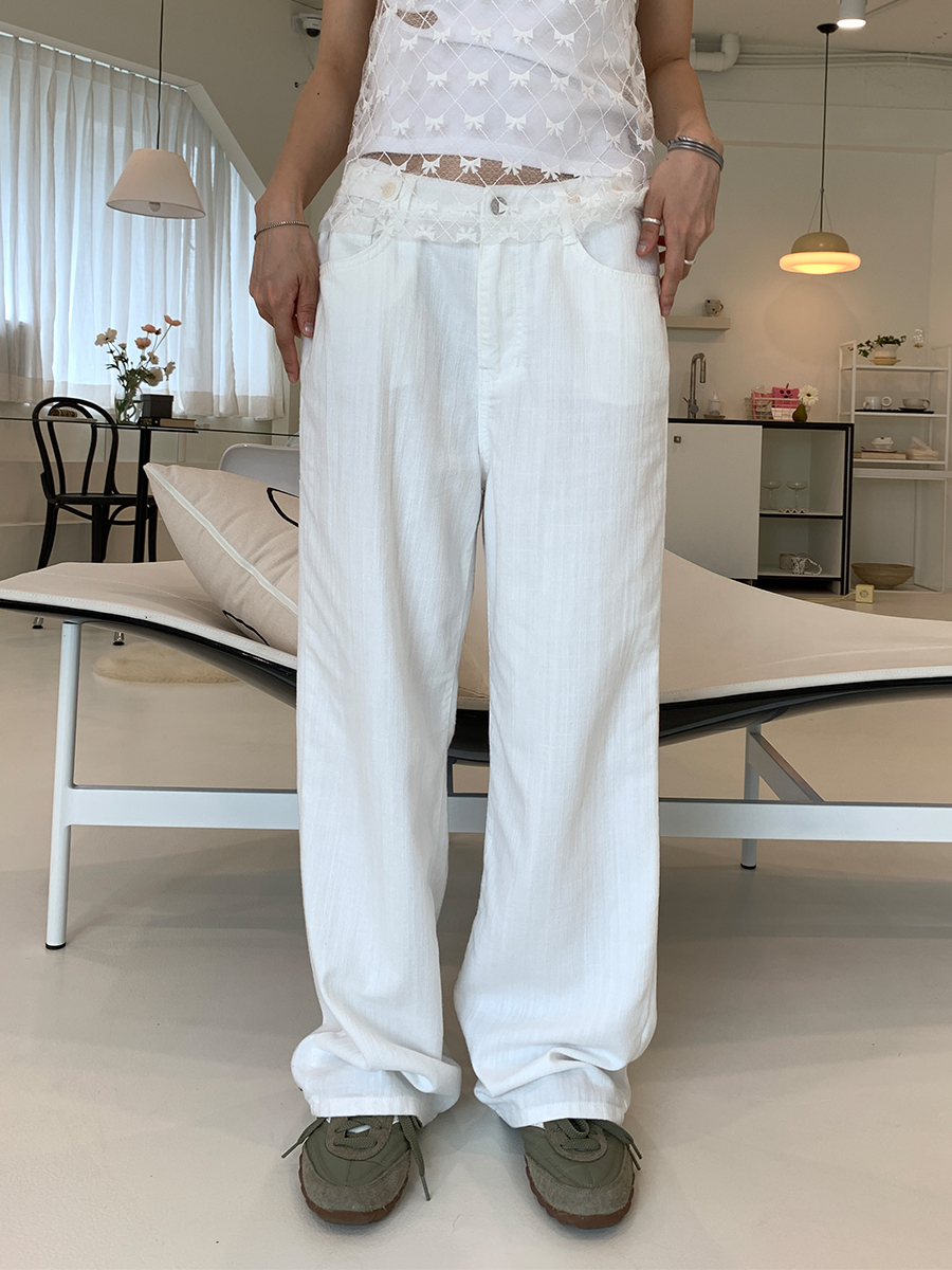 [BEST] Button white pants
